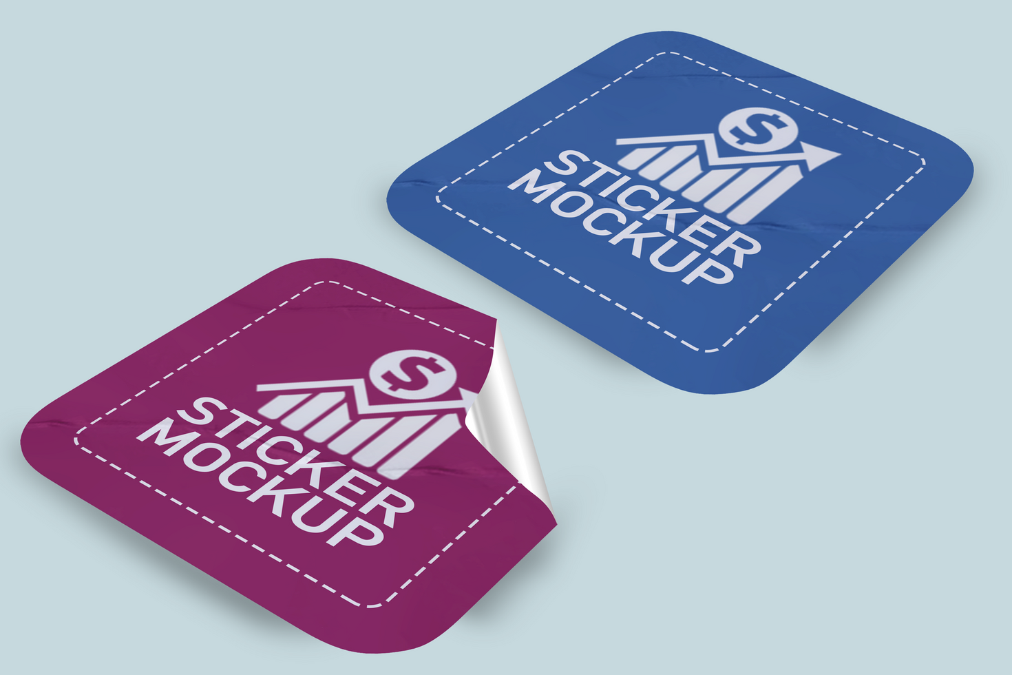 Realistic Square Lable Sticker Mockup Design Template Promotional psd