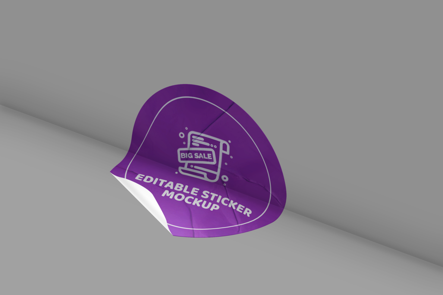 Realistic Round Sticker Mockup Design Template on Grey Wall psd