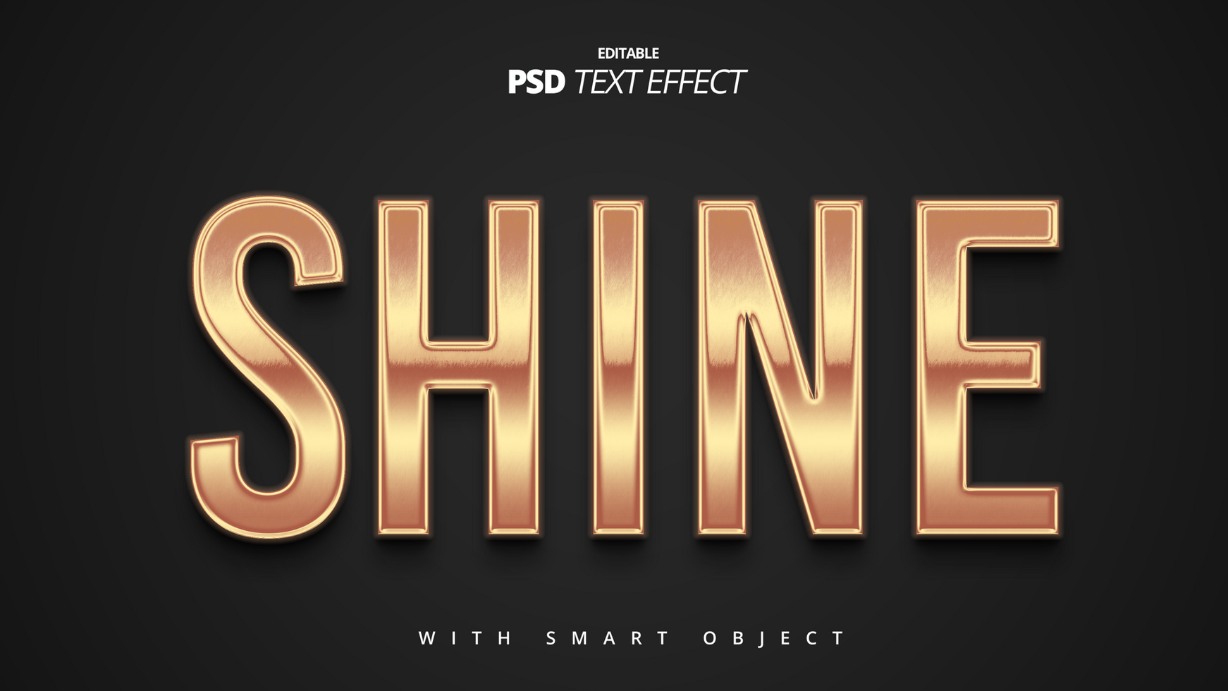 shine golden text effect template psd