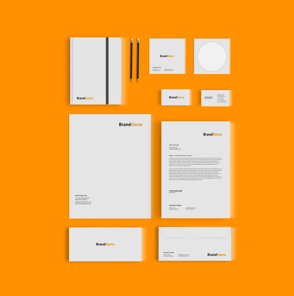 Front Stationary Mockup Template Color Background psd