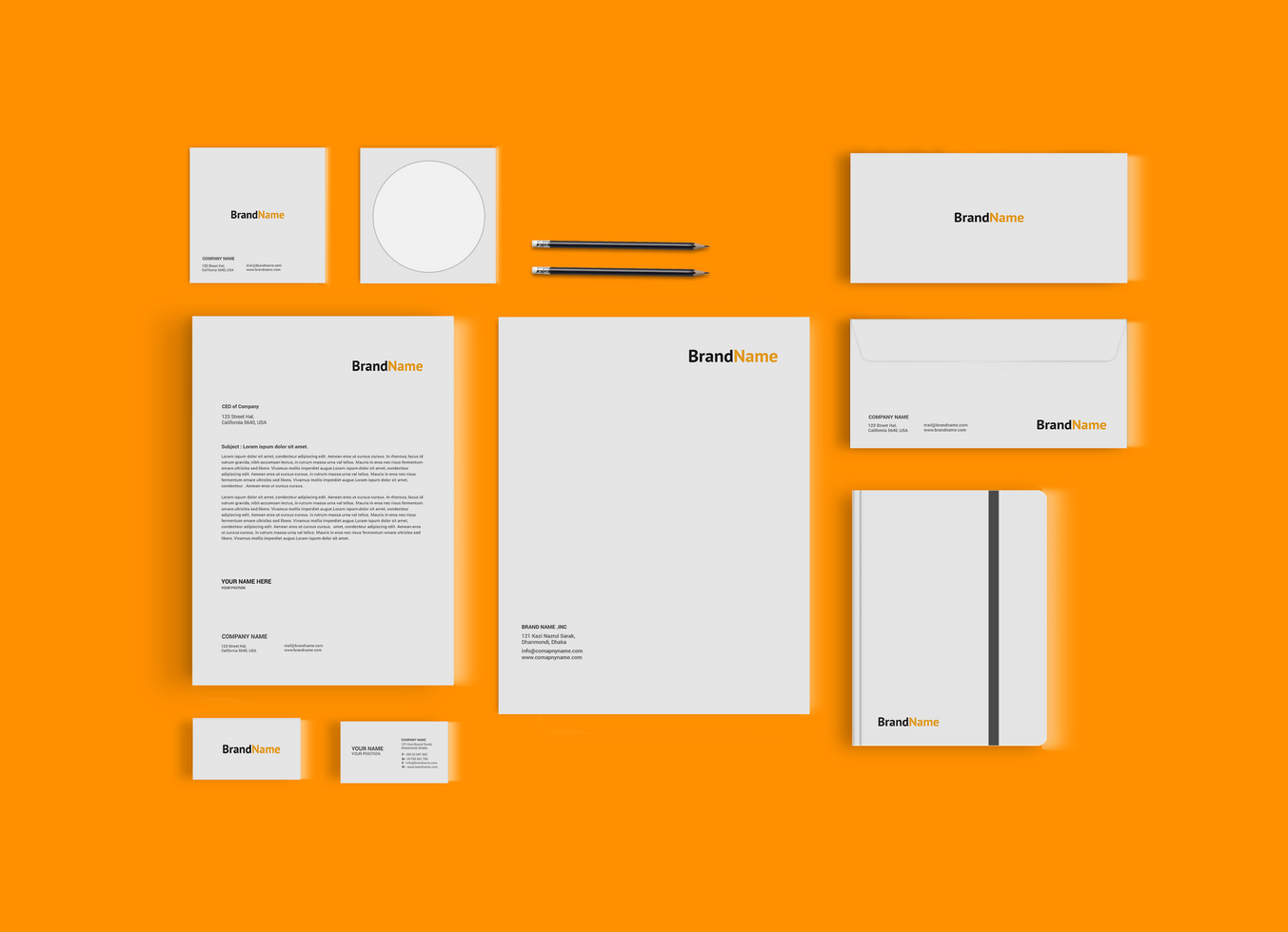 Front Stationary Mockup Template With Cd Case psd