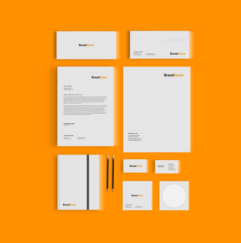 Front Stationary Mockup Template With Envelop psd
