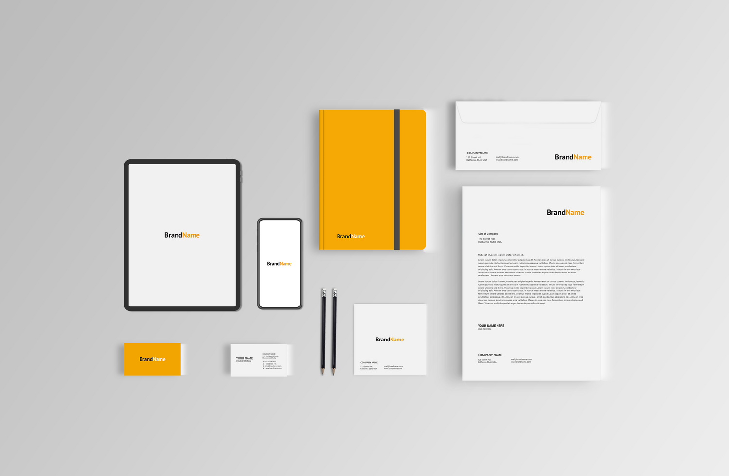 Front Stationary Mockup Template psd