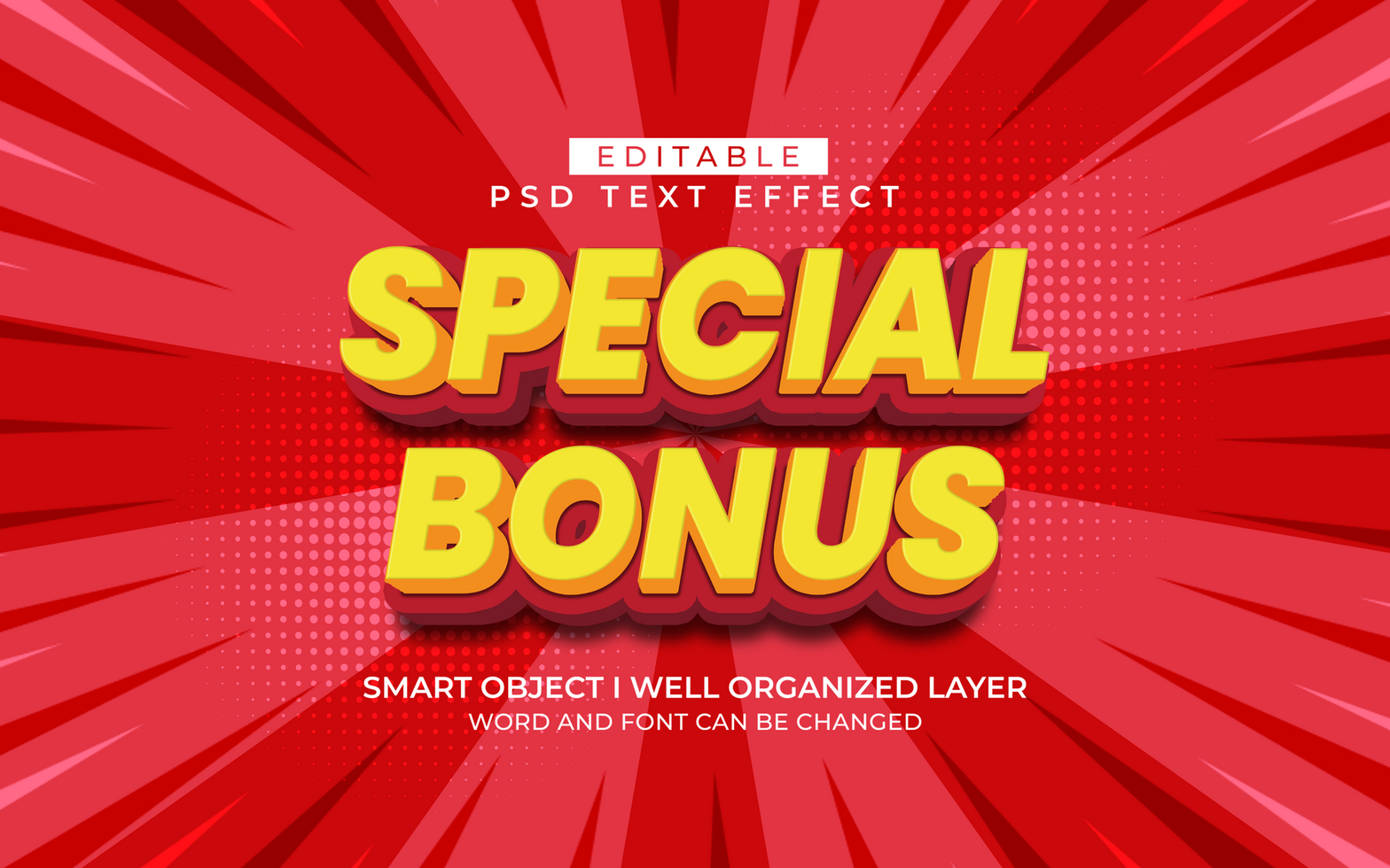 3d editable special bonus text effect style psd