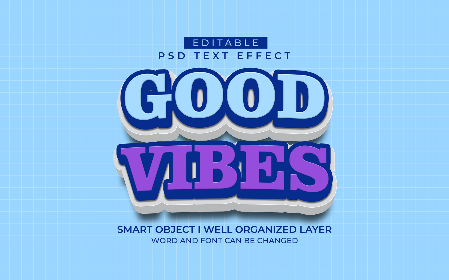 3d editable good vibes text effect style psd