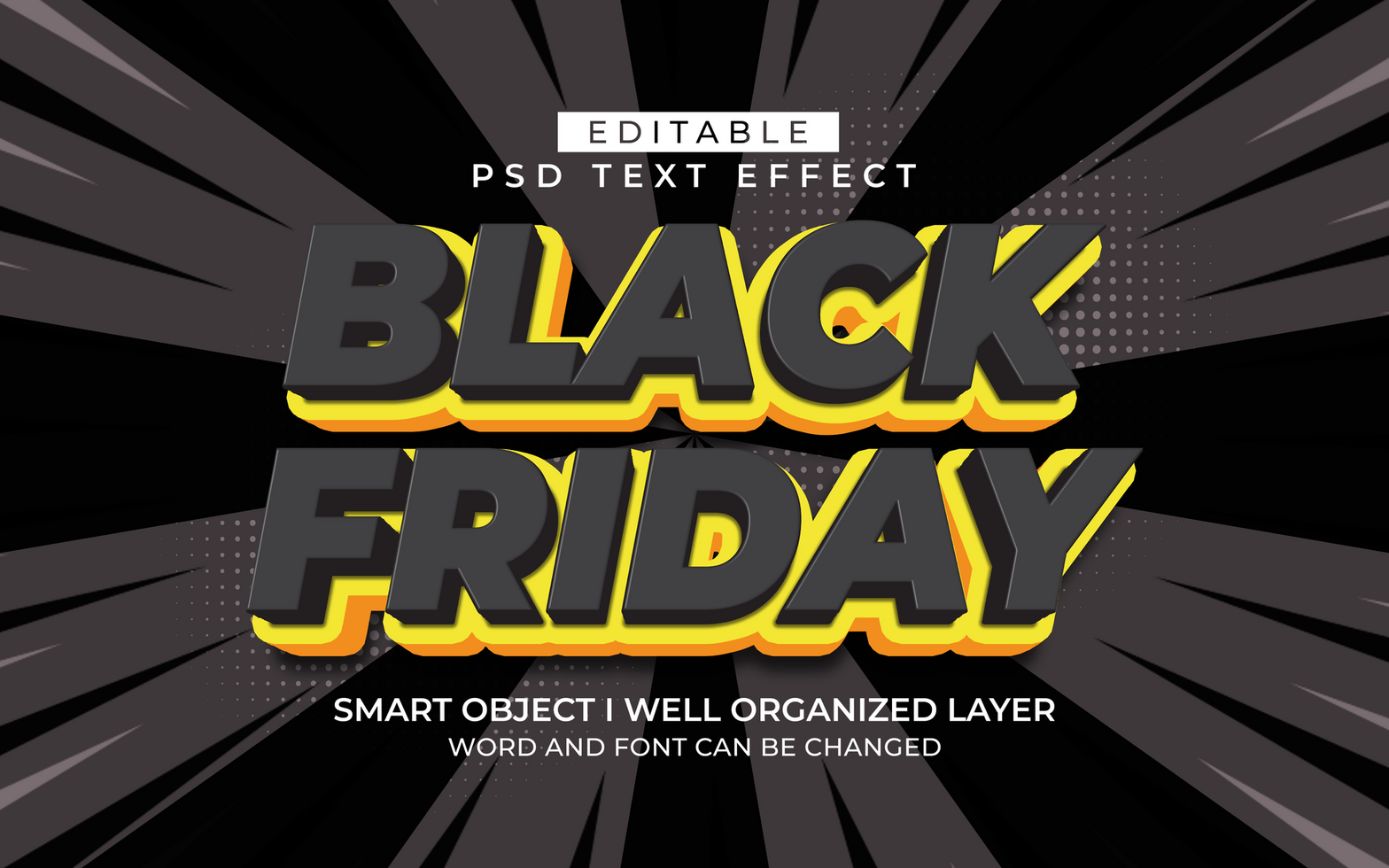 3d editable black friday text effect style psd