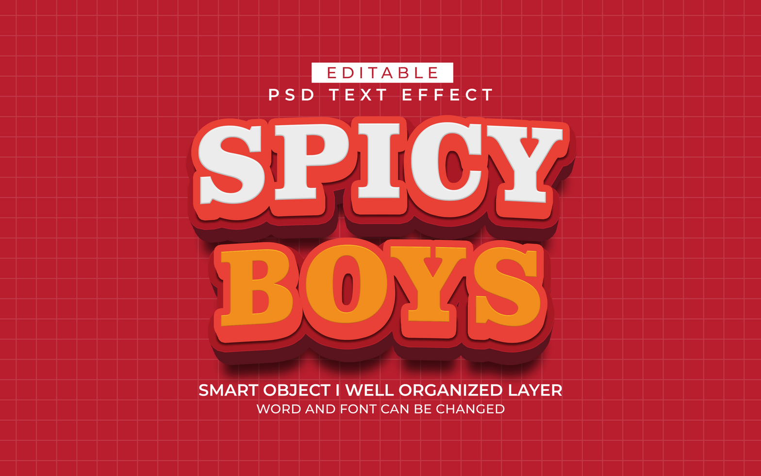 3d editable spicy boy text effect style psd