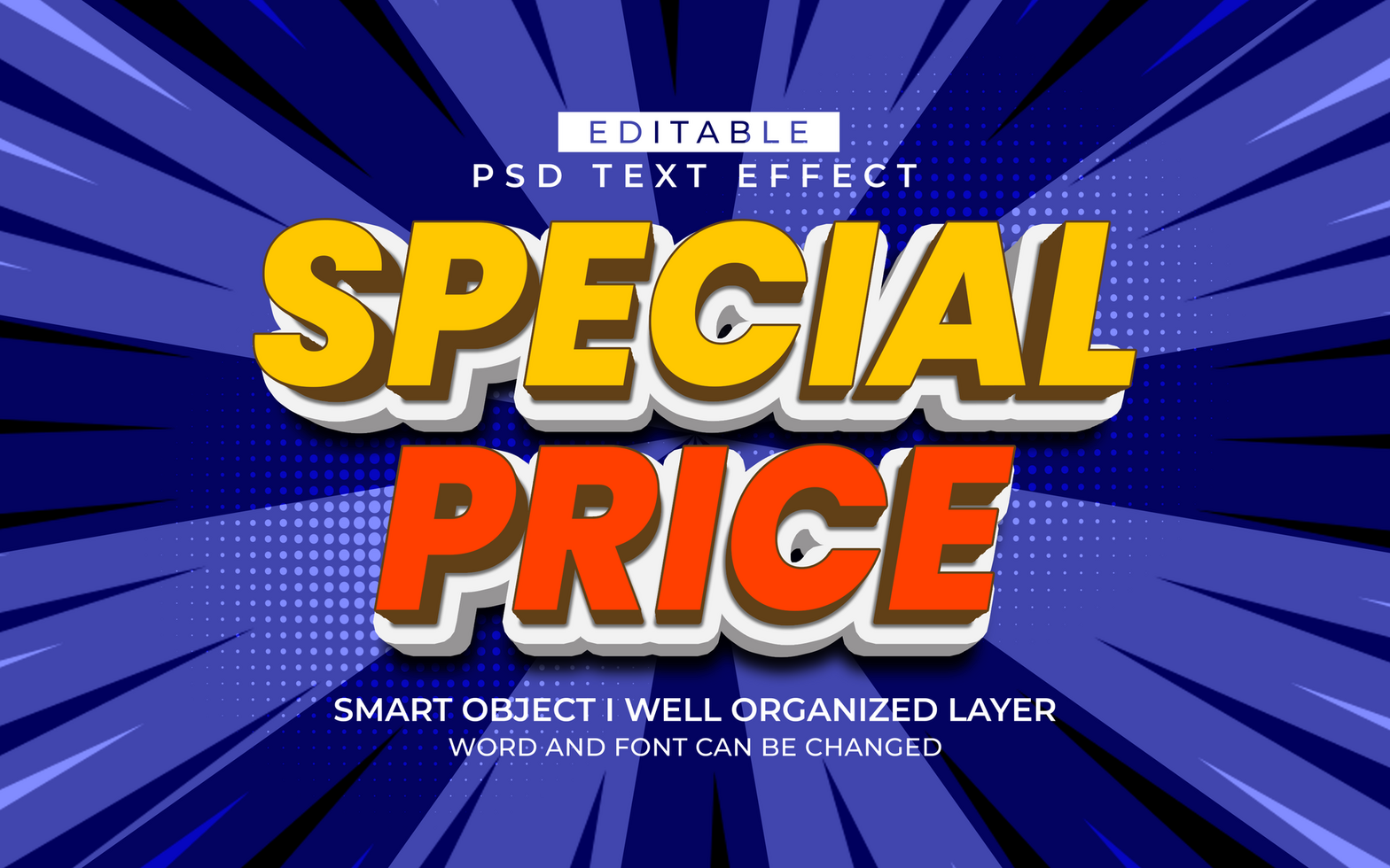3d editable special prize text effect style psd