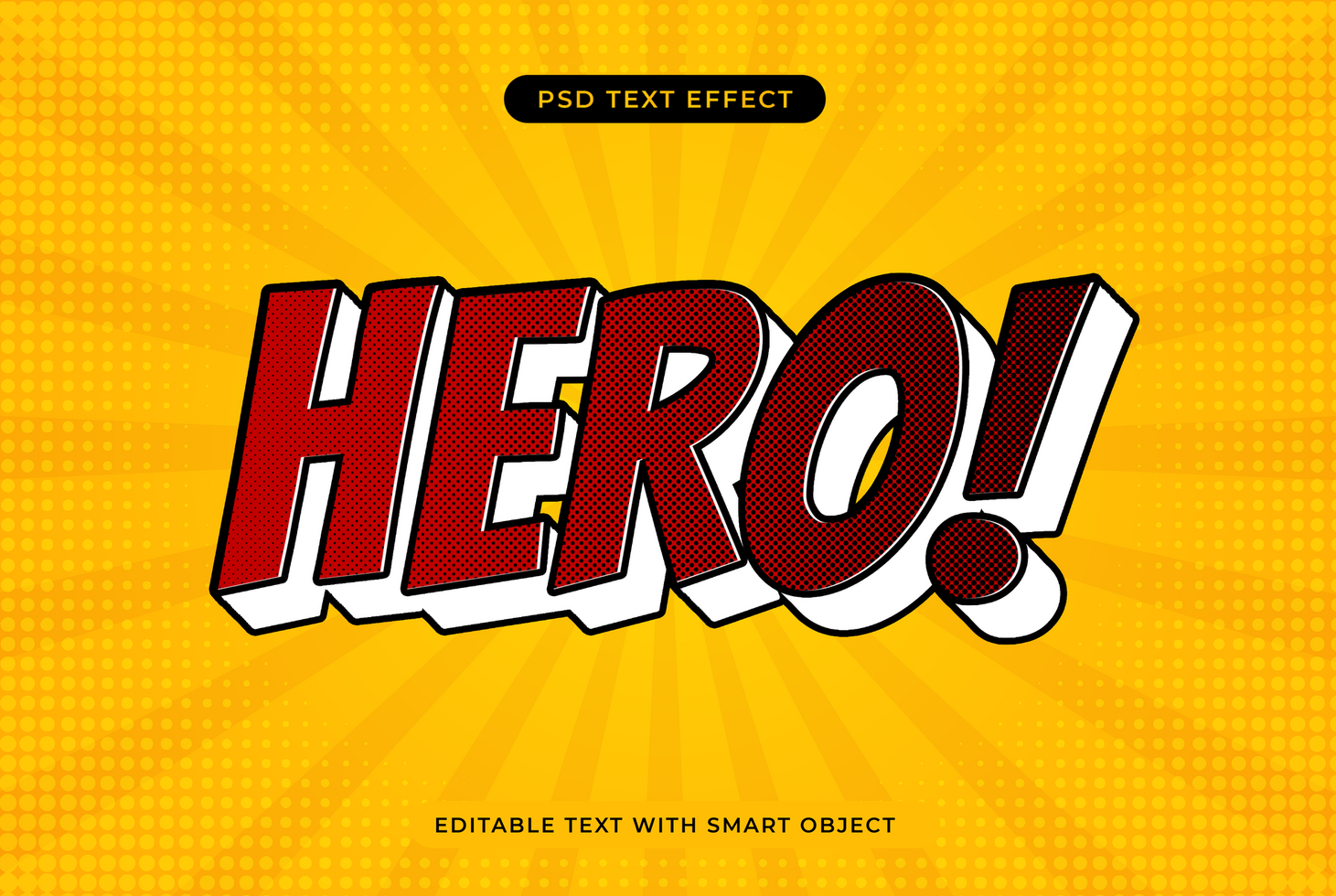 Hero Cartoon 3D text effect psd