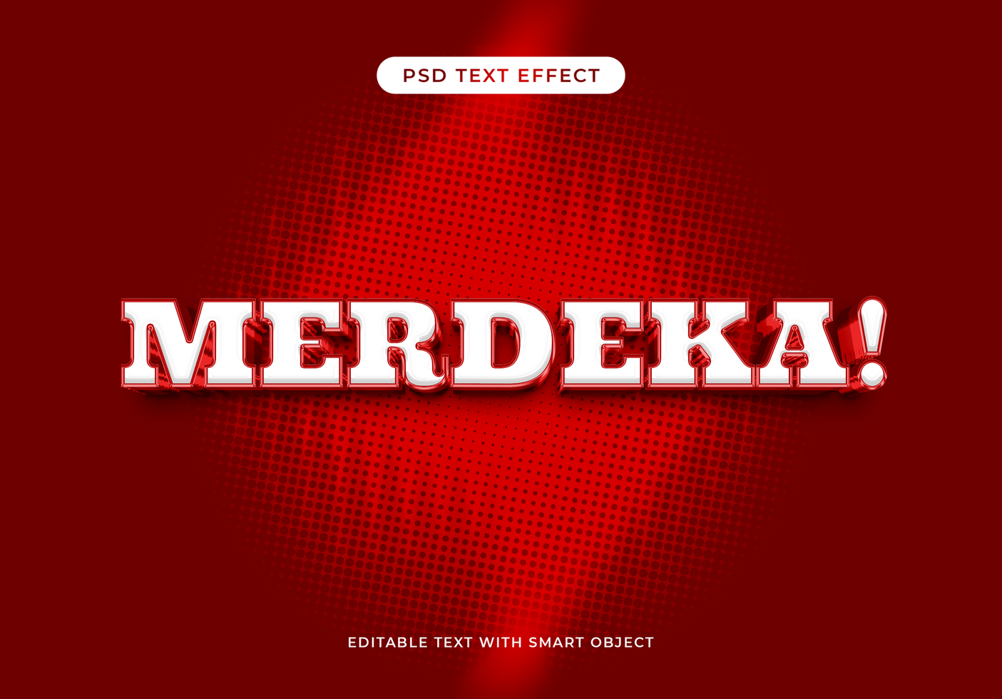 Merdeka 3D text effect psd