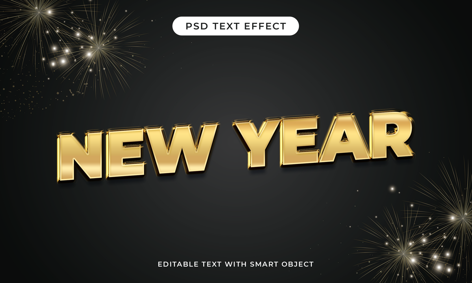 New Year 3D text effect psd