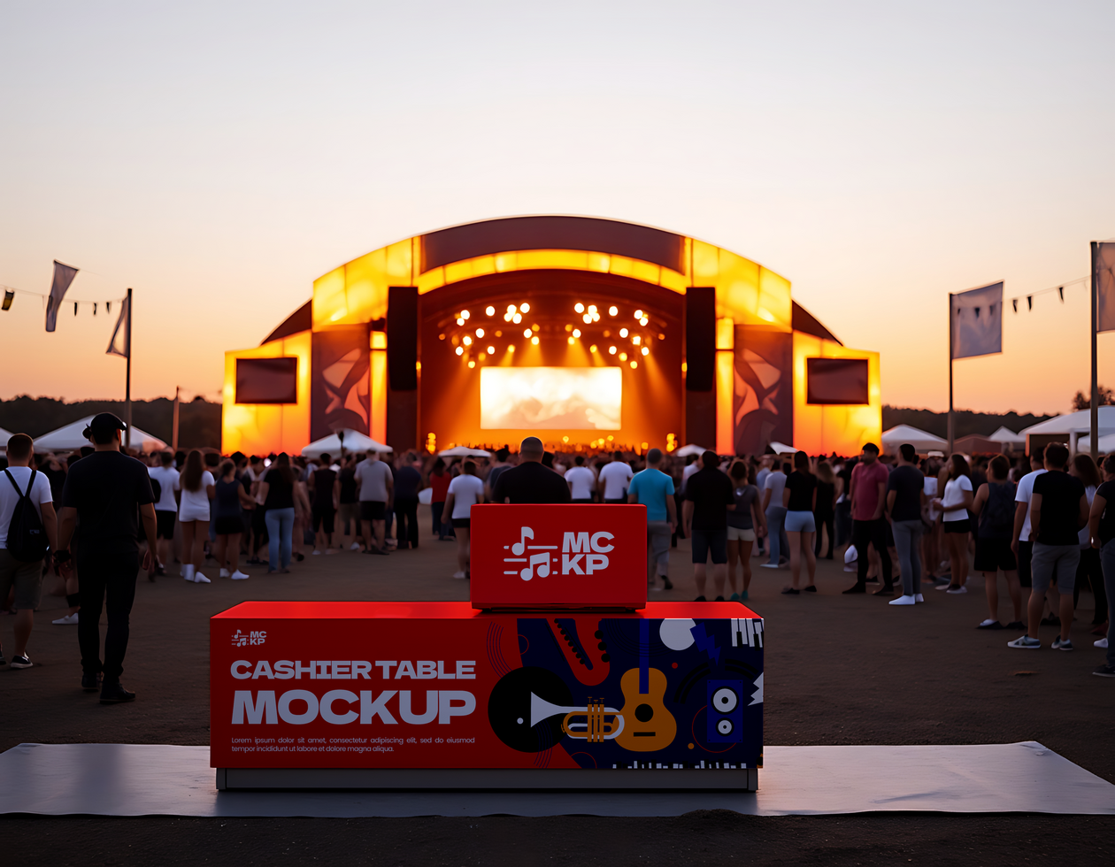 Ticket Booth Music Concert Mockup psd