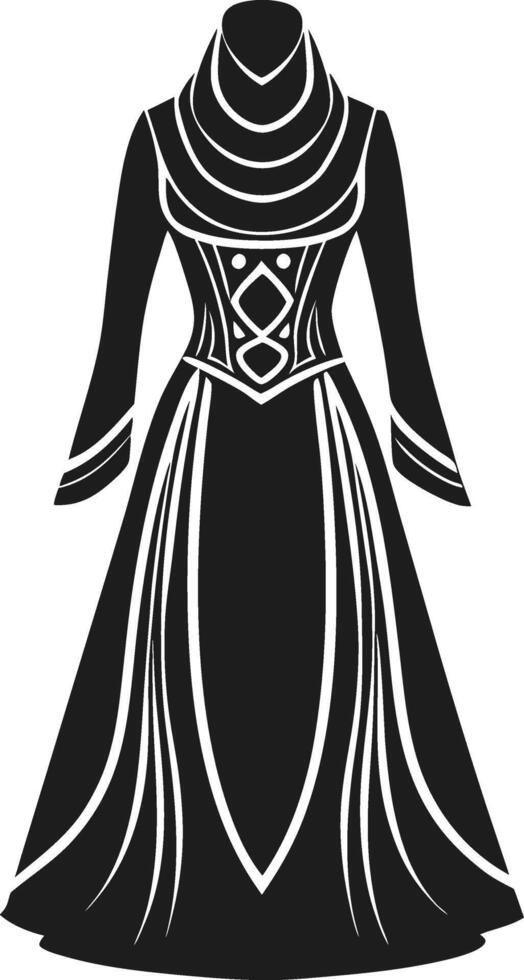 Elegant Gown Silhouette Illustration with Vintage Design vector