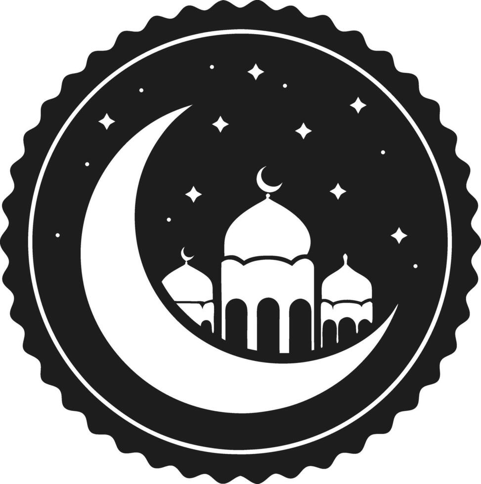 Silhouette Islamic Mooncakes with Crescent Moon and Mosque Design Illustration vector