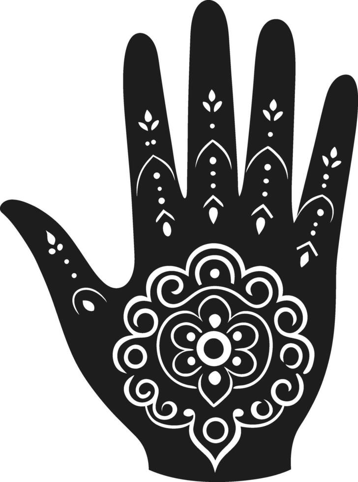 Silhouette Mehndi Hand Design Illustration with Floral Patterns vector
