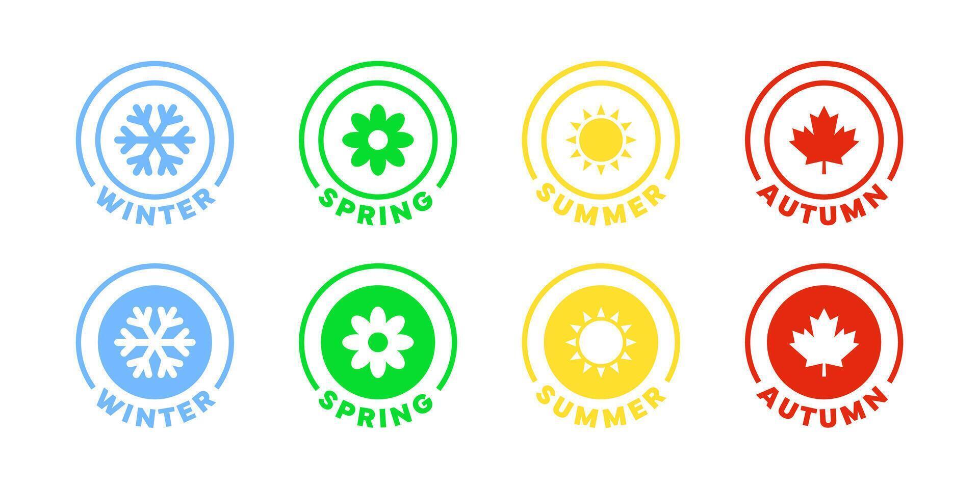 Four seasons of the year signs. Round icons vector