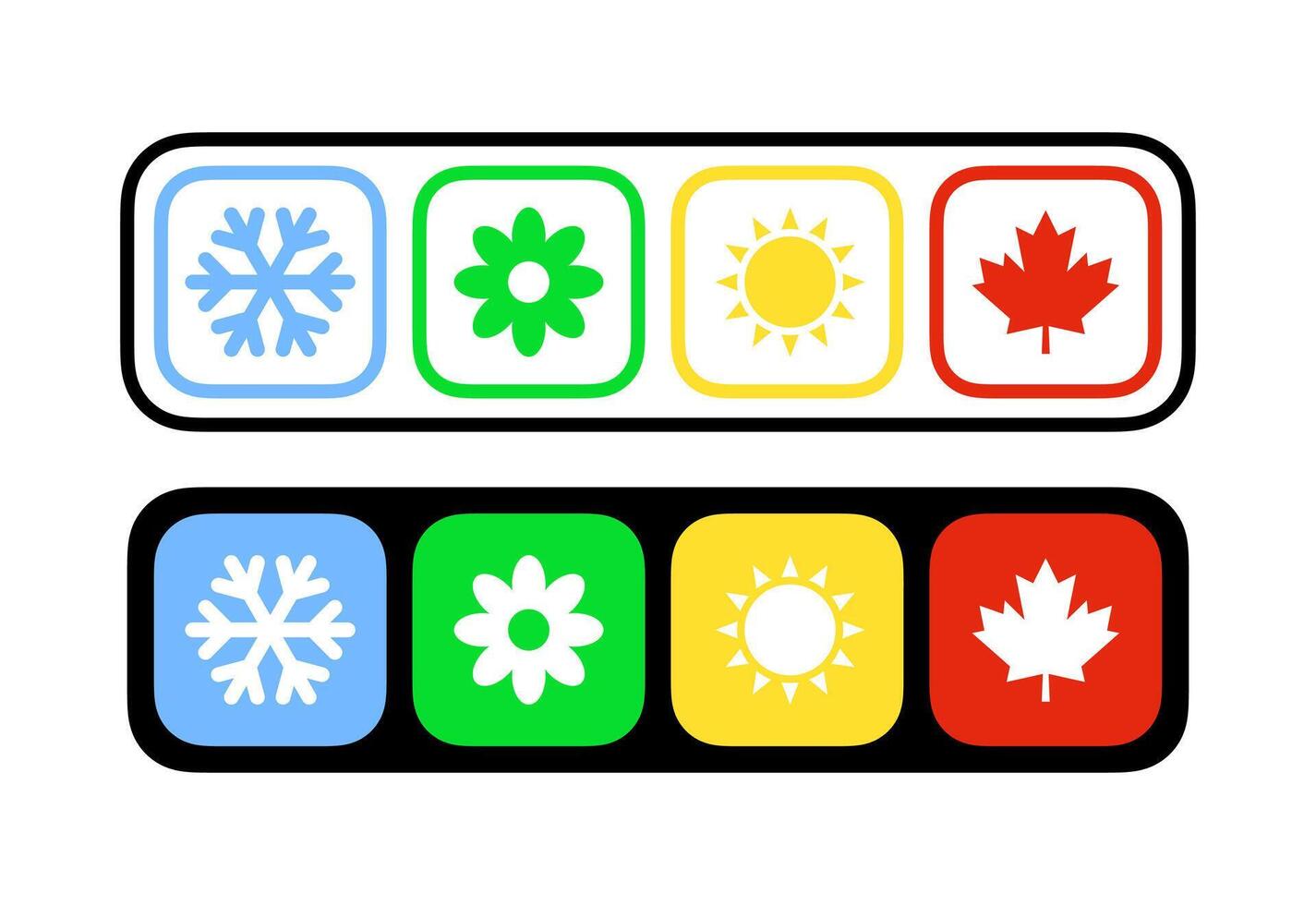 Four seasons icons. Four seasons scale vector