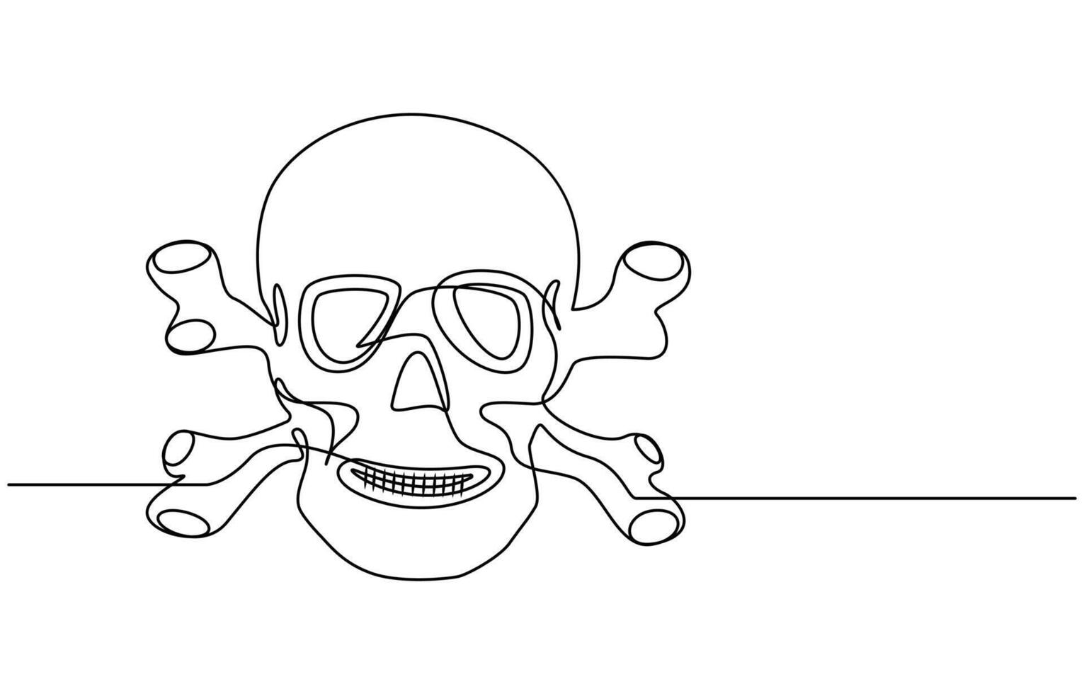 One line continuous Halloween skull isolated vector