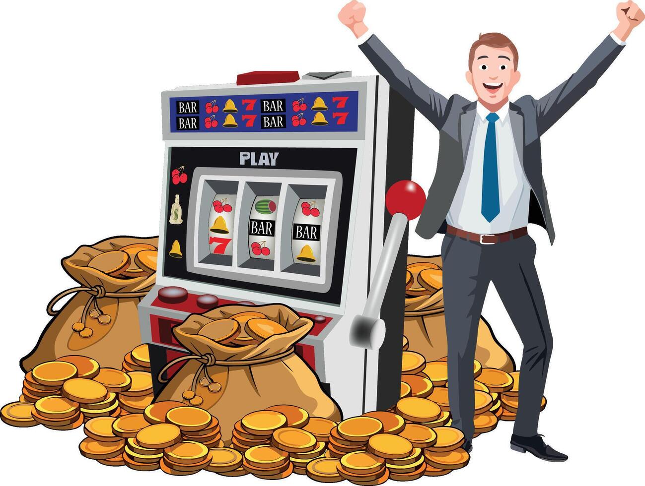Burlap sack overflowing with gold coins representing wealth and treasure vector