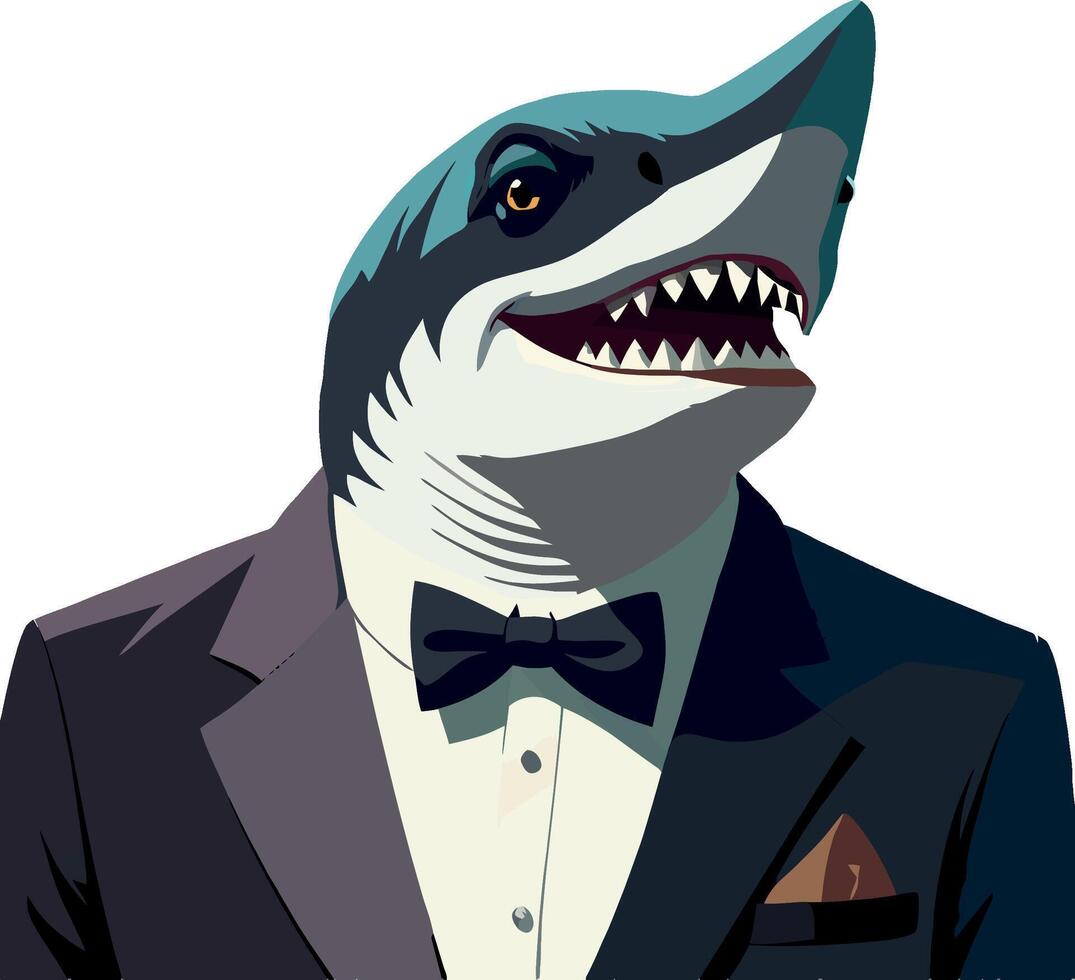 A shark in a suit and tie vector