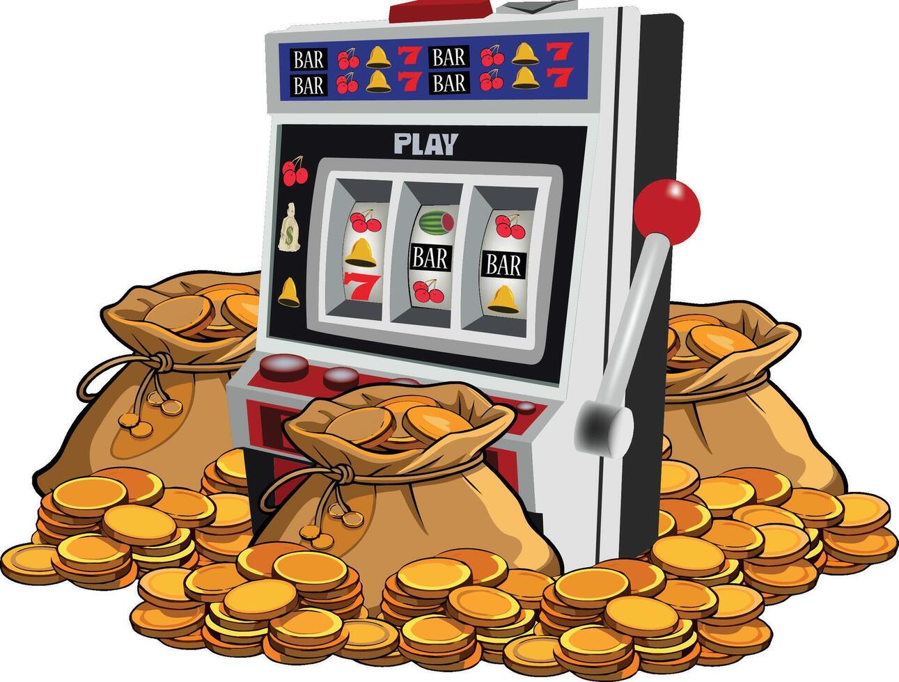 Burlap sack overflowing with gold coins representing wealth and treasure vector