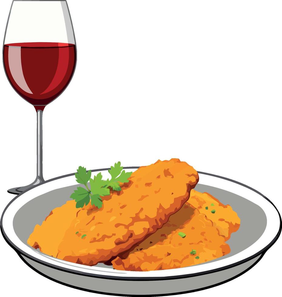 Chicken cutlets with wine and parsley vector