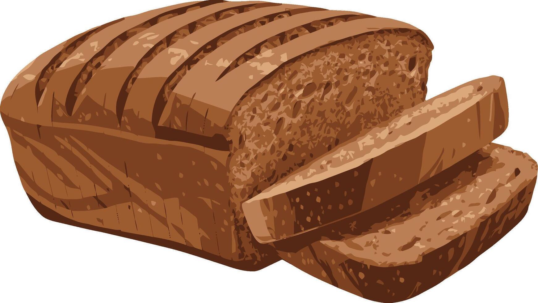 A loaf of bread is shown with slices cut out vector