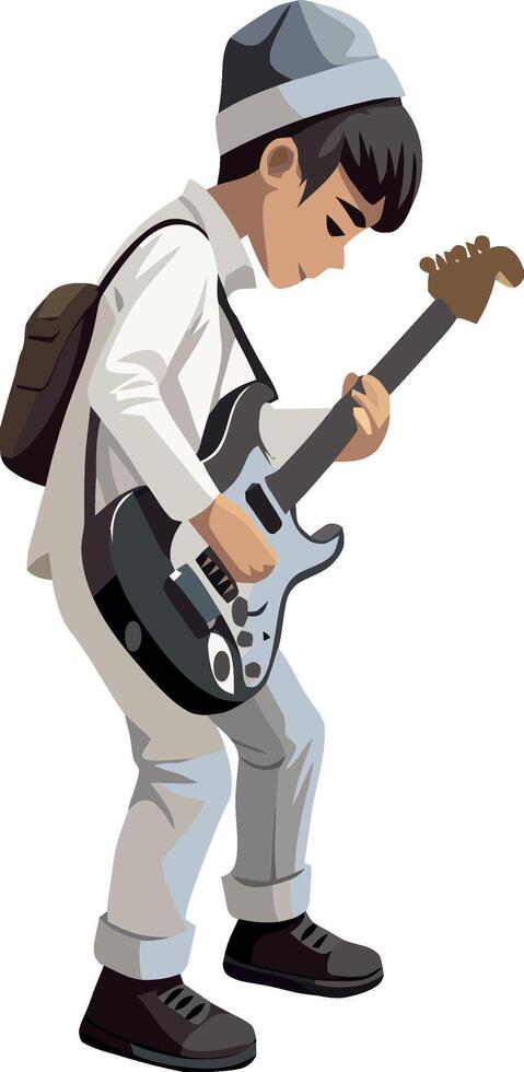 A cartoon boy playing guitar vector