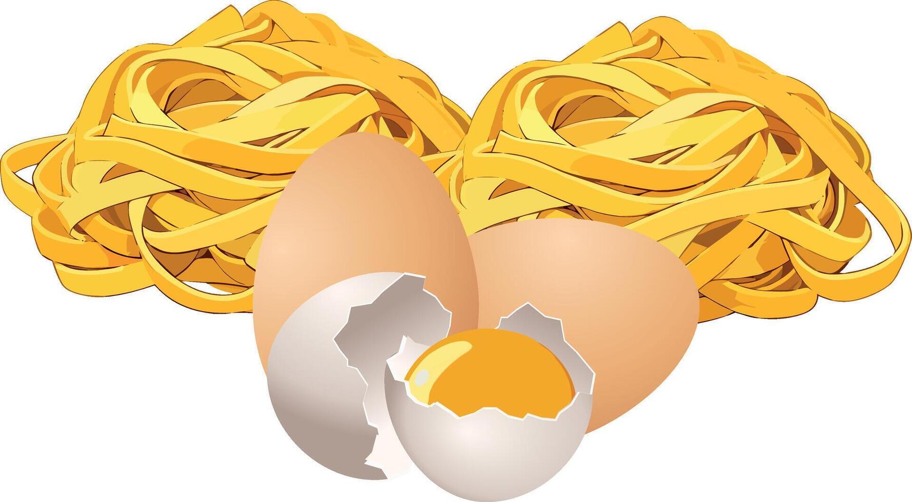 Two whole eggs and one broken egg revealing yolk vector