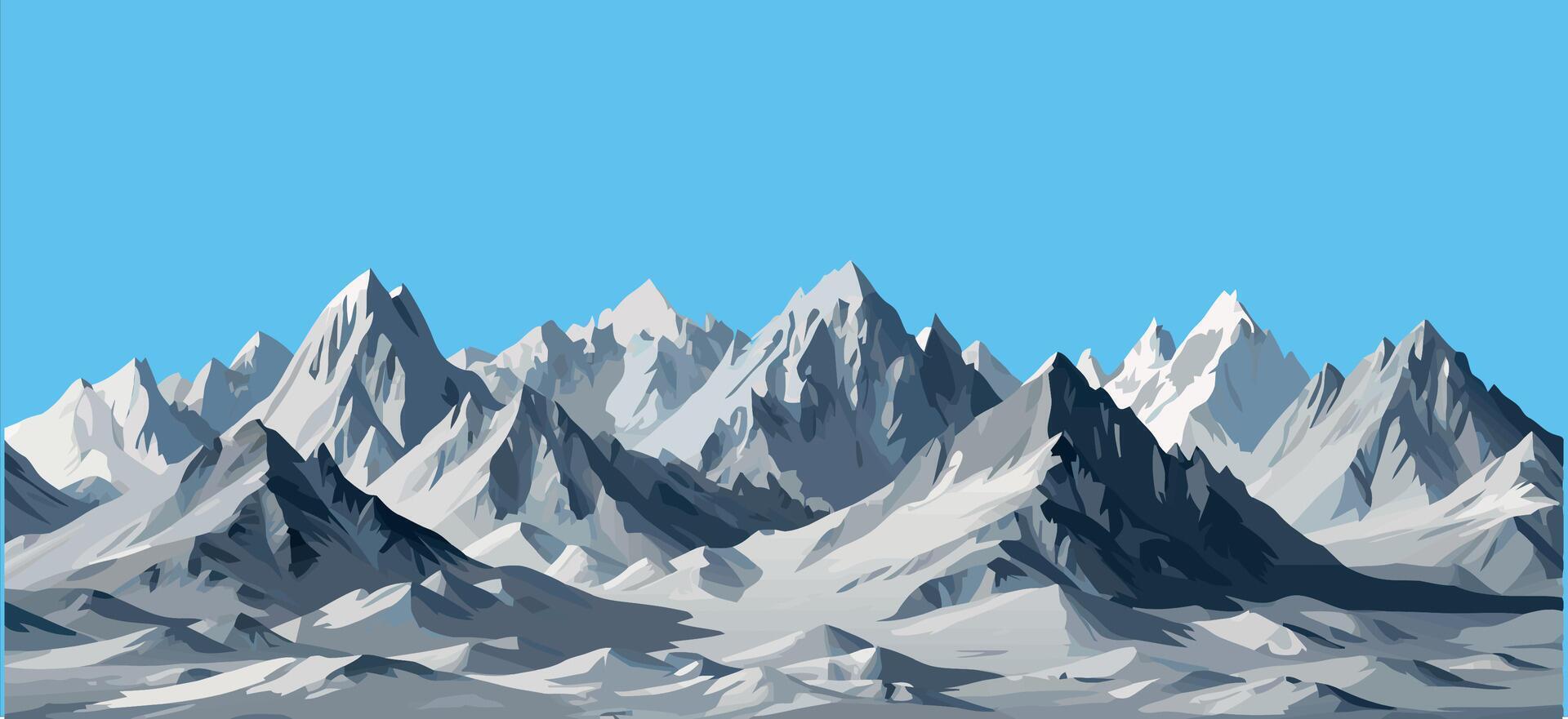 A cartoon illustration of mountains with snow vector