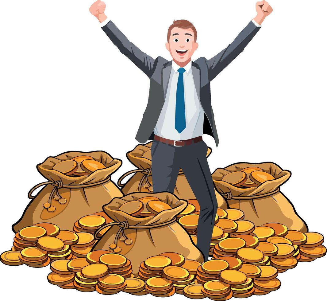 Burlap sack overflowing with gold coins representing wealth and treasure vector