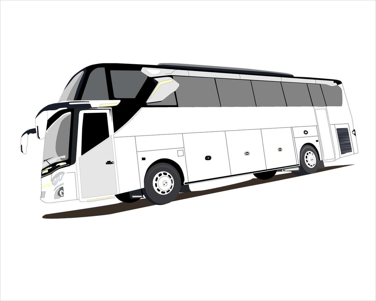 black and white bus illustration with side view vector