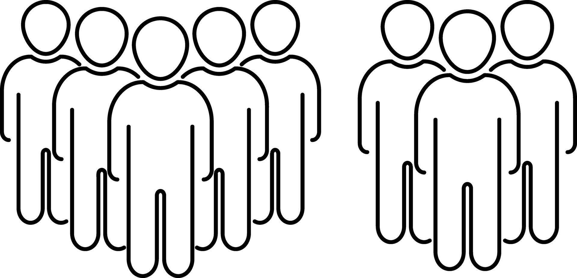 Set group people icon Men outline collection vector