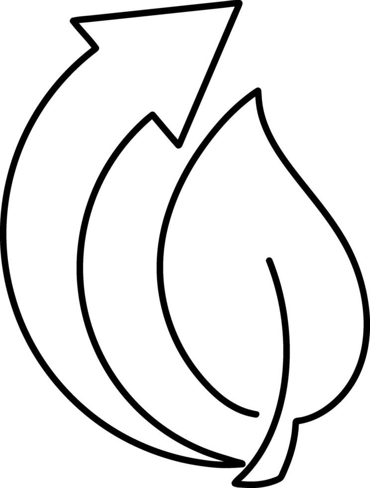 Doodle sketch recycled arrow with leaf icon vector