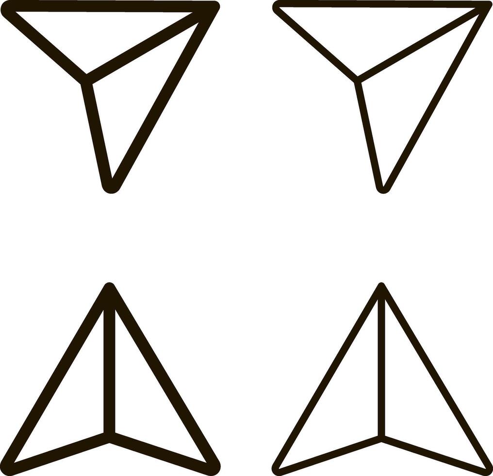 Airplane paper set icon isolated Outline design vector