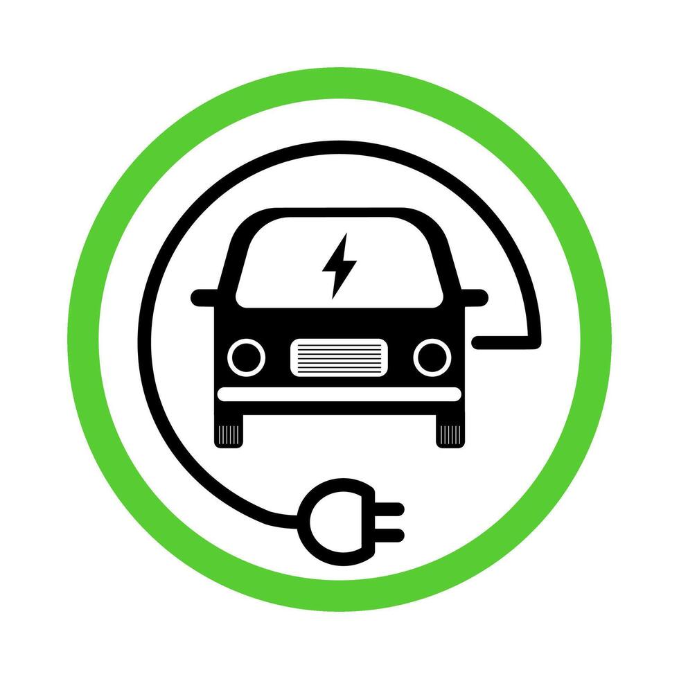 EV Charger electric car with plug icon, eco friendly vehicle concept vector