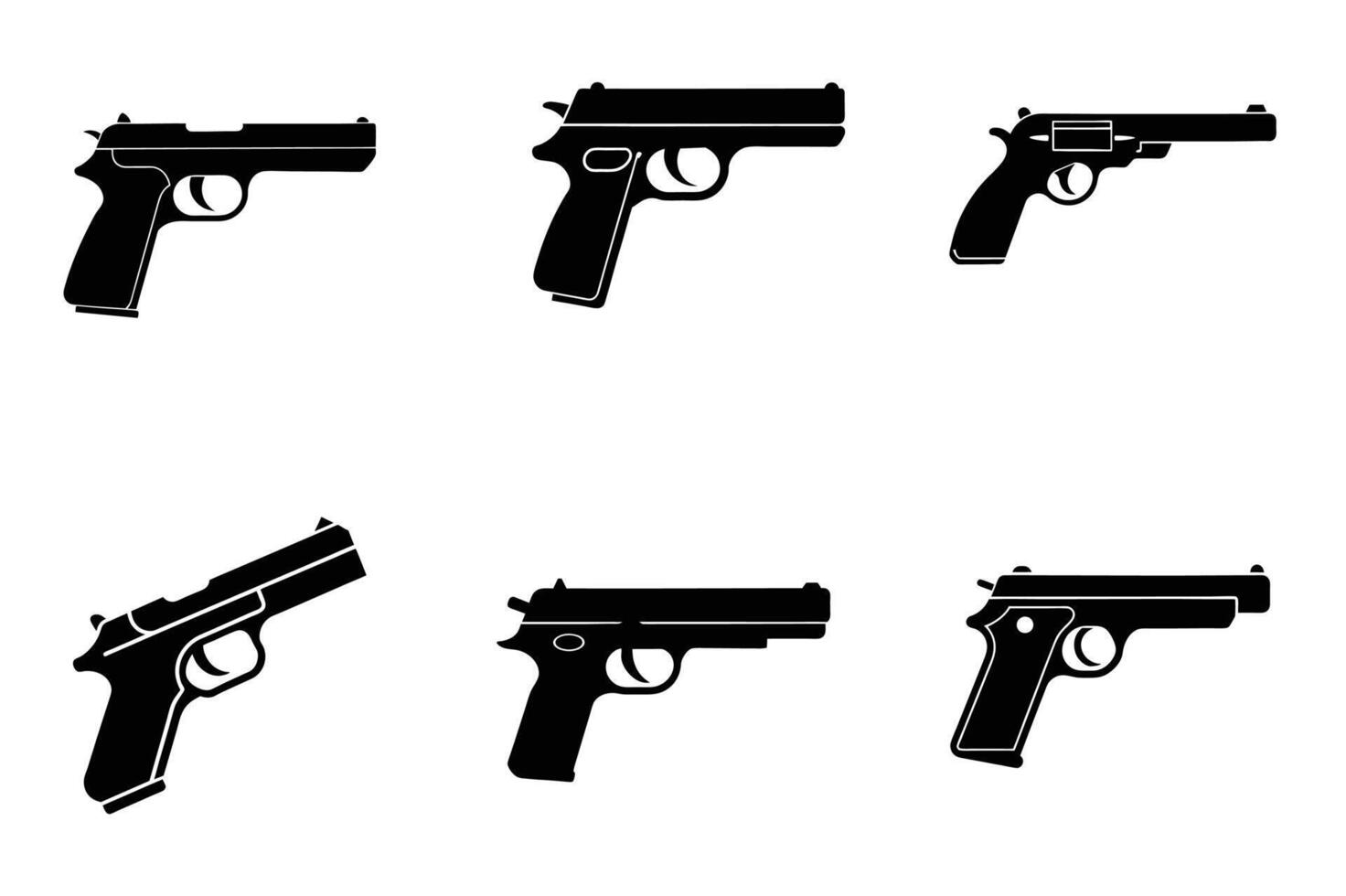 Pistol gun icon, handgun silhouette vector