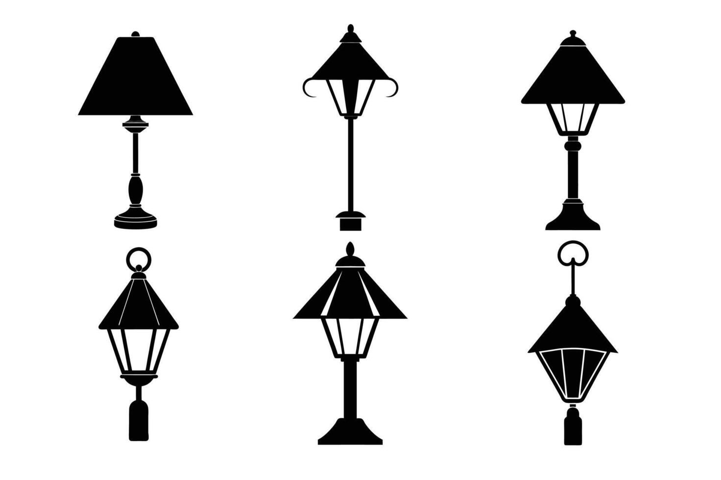 antique objects silhouette set design vector