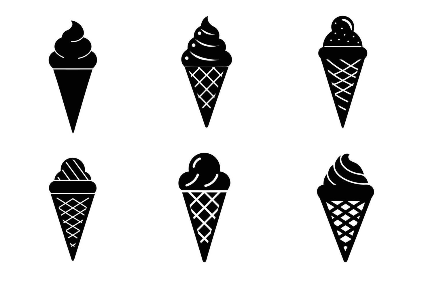 Ice cream cone black design isolated white background vector
