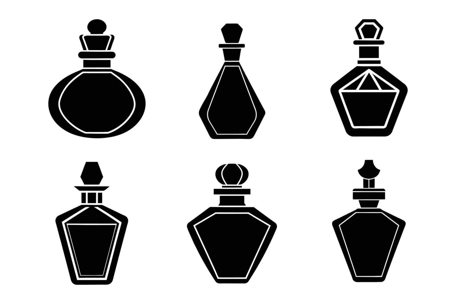 Black silhouettes of perfume bottles vector