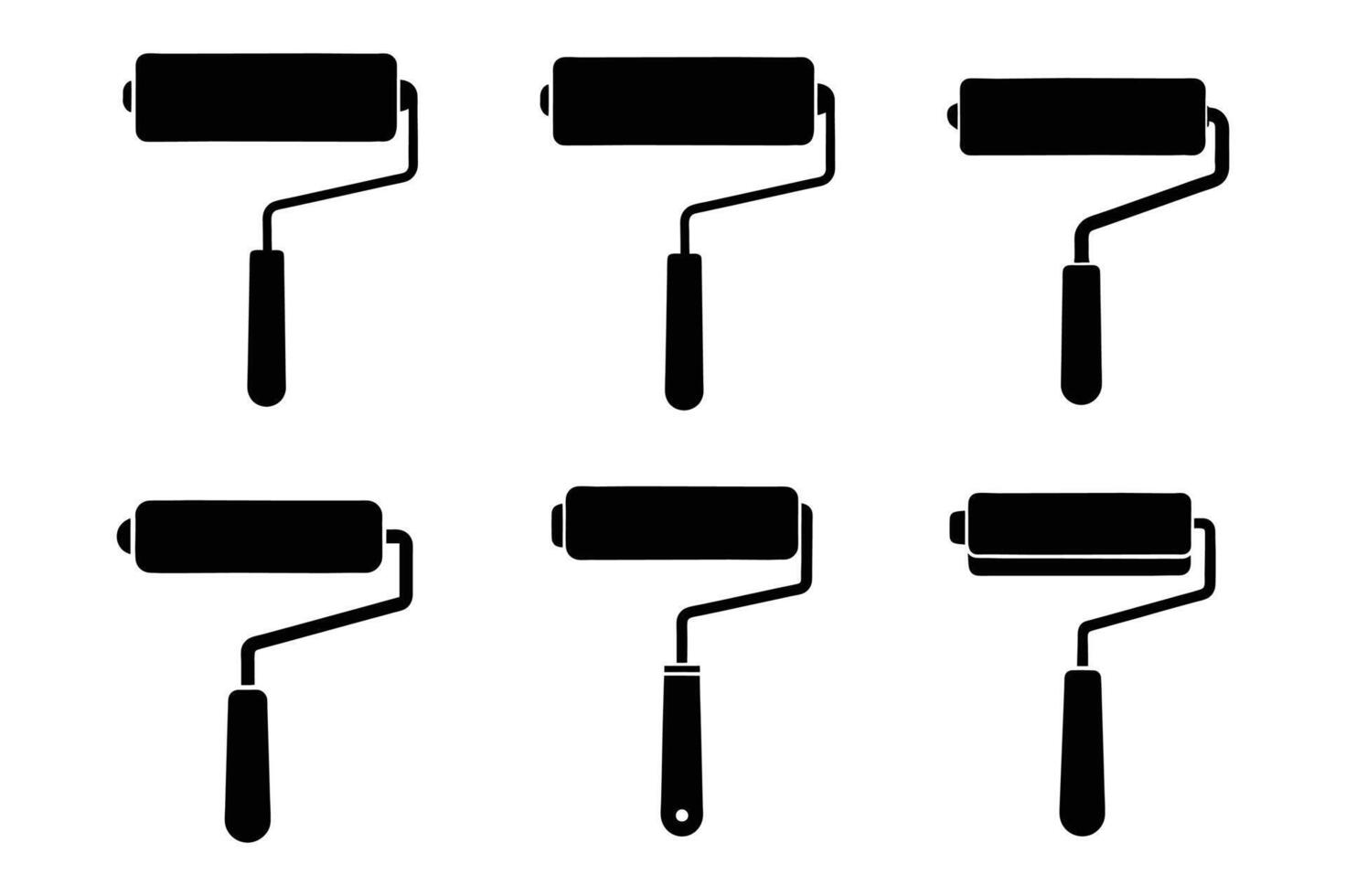 Roller set of six icons in different styles vector
