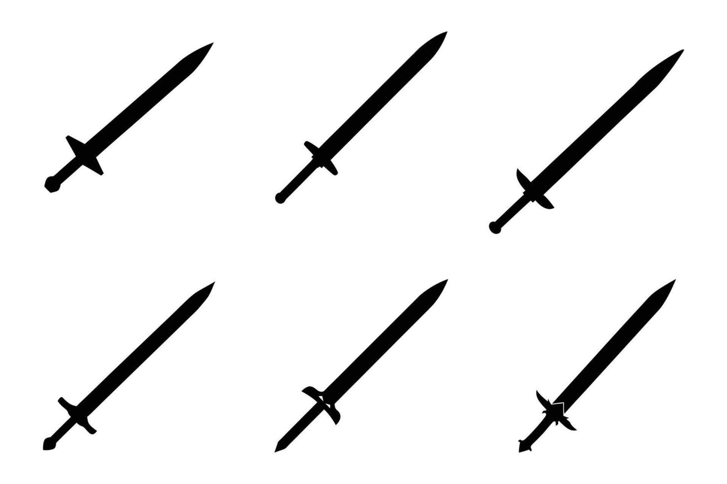 Medieval swords icons set design vector