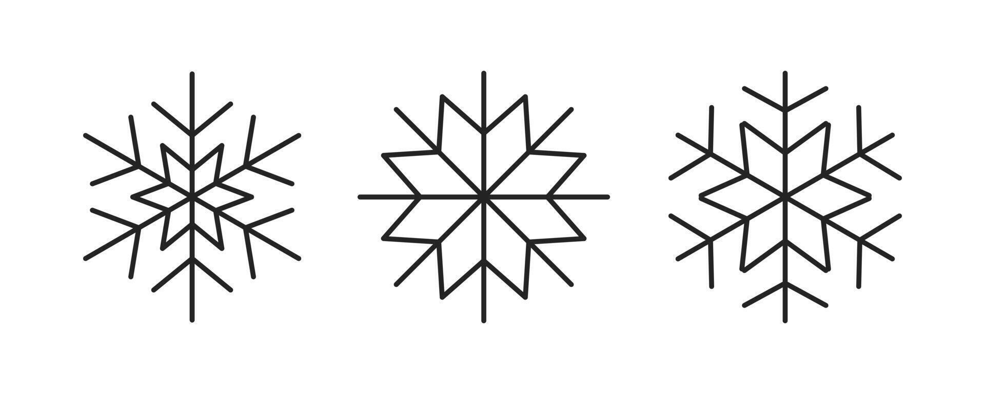 Snowflake icon set. Snowflake symbol for winter. Snowflake line editable stroke vector