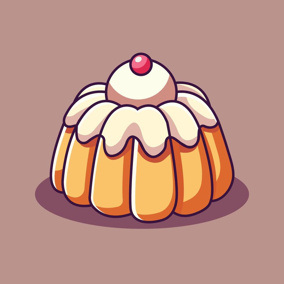 Bundt Cake Cartoon Icon Illustration. Food Icon Concept Isolated Premium . Flat Cartoon Style vector