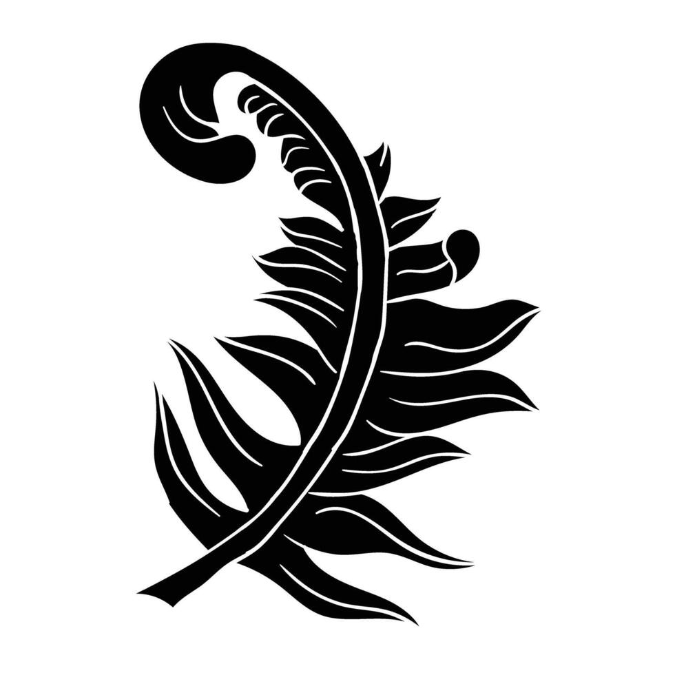a black and white illustration of a feather vector