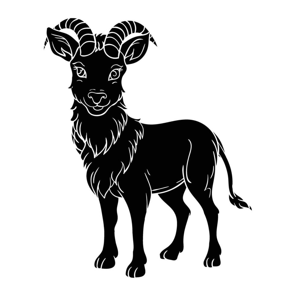 black and white illustration of a goat vector