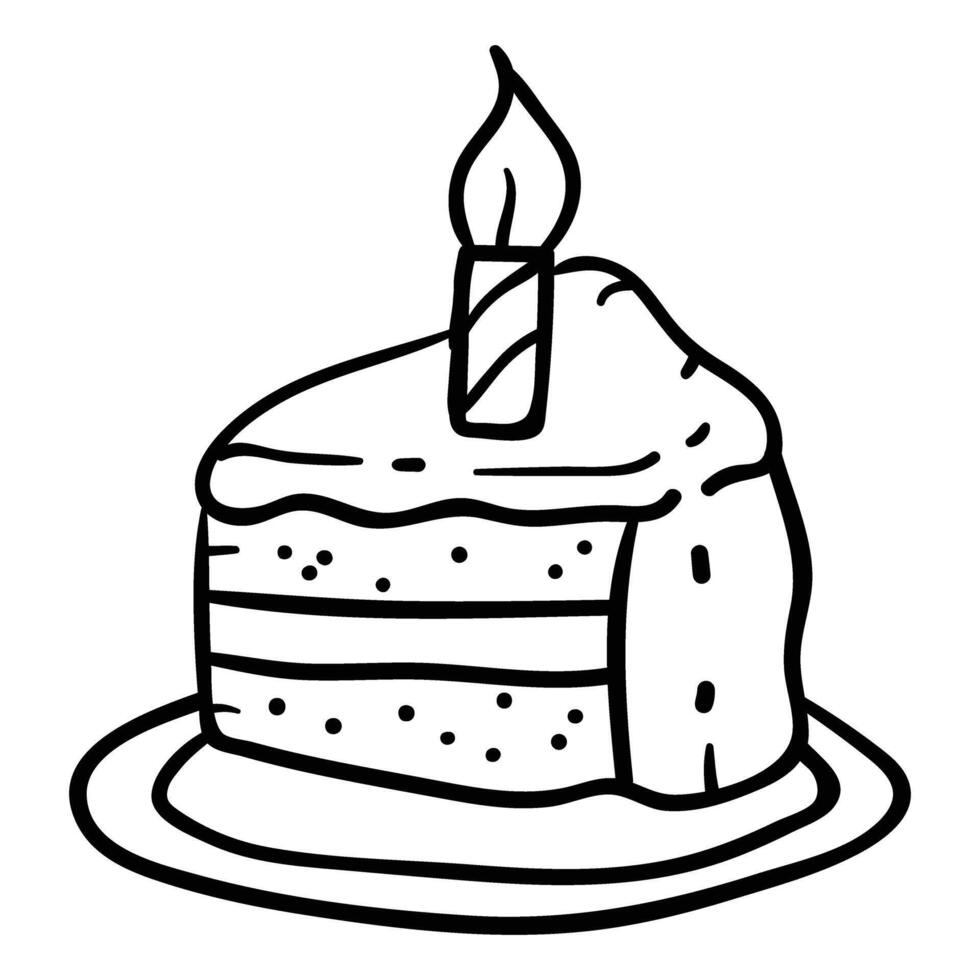 birthday cake with candle coloring page vector