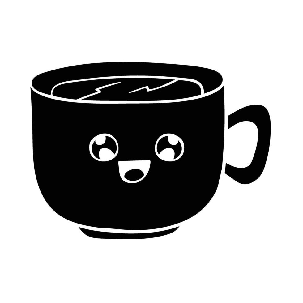 a black cup with a face on it vector