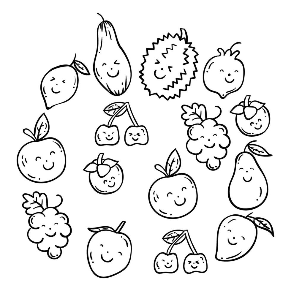 a circle of fruit with different faces vector