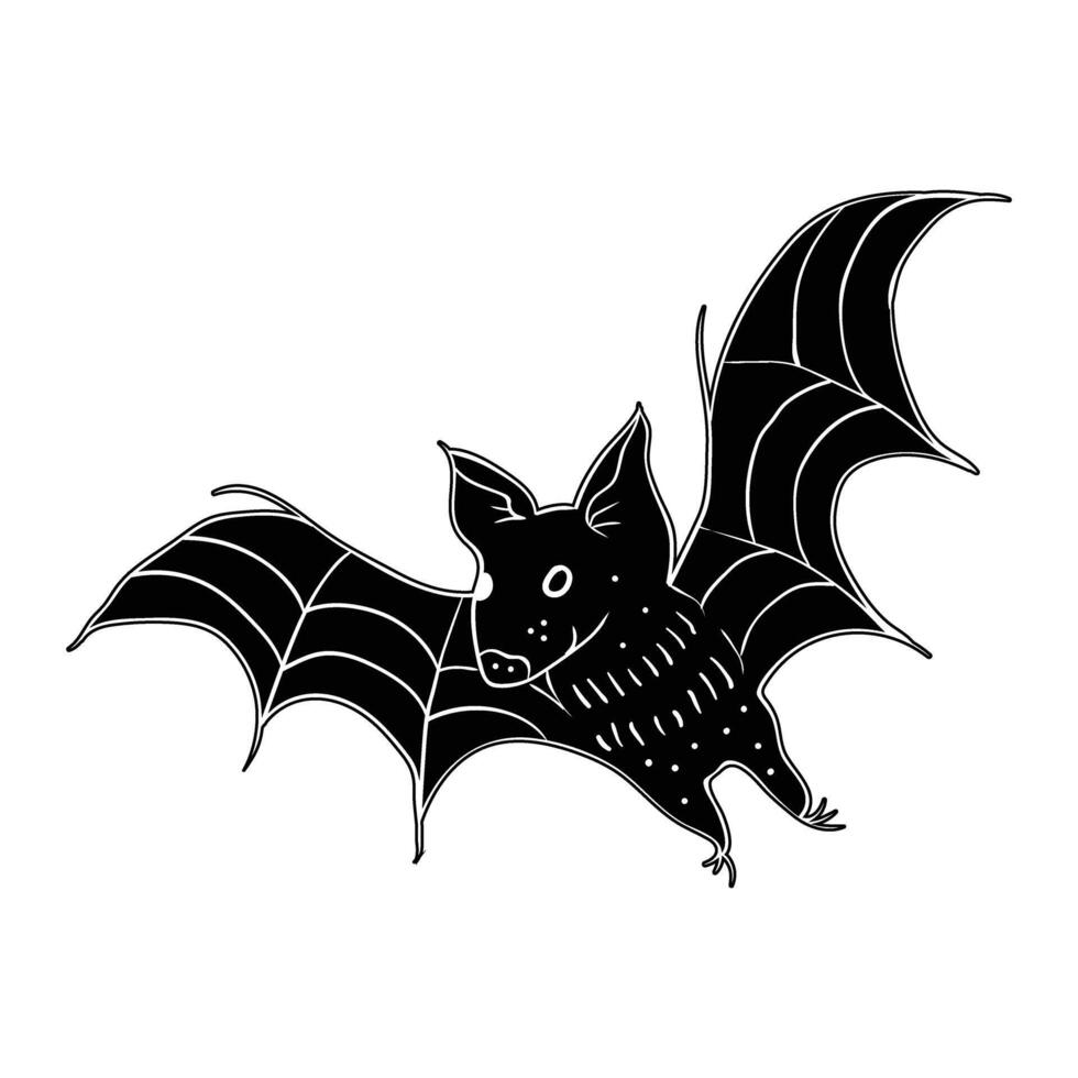 a black and white drawing of a bat vector
